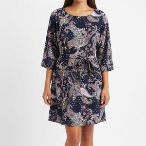 Freeway Paisley Flower Dress Size Large Blue Pink